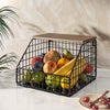 2 Tier Metal Wire Fruit Basket Bread Storage Vegetable Rack Countertop Basket UK
