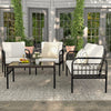 4 pcs Patio Furniture Set Outdoor Wicker Conversation Bistro Set With Cushions