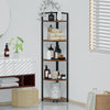5 Tier Rustic Wood Corner Shelf Home Display Storage Rack Free Standing Shelving
