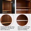 High Gloss 2 Doors Mirror Walunt Wardrobe Storage Hanging Rail Bedroom Furniture