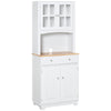 Kitchen Cupboard Storage Cabinet w/ Adjustable Shelves, Cable Management, White