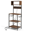 Multifunctional Coffee Bar Station Kitchen Bakers Rack-Brown
