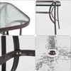 1.2m Brown Garden Tempered Glass Table Patio Rectangle Dining Table Parasol Hole
