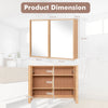 Cabinet Mirror Wall-Mounted Bathroom Mirror w/ Storage Natural