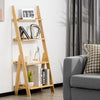 4-Tier Ladder Shelf Bamboo Bookshelf Bookcase Storage Organizer Plant Stand