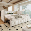 Daybed Velvet Upholstered Bed Single Bed Guest Bed Sofa Bed with Trundle Beige