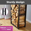 Neo Firewood Log Rack Large Black Metal Shelf Stand Tall Steel Storage Holder
