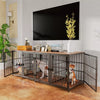 Heavy Dog Crate Furniture Side Table Dog Kennel Cage 4 Doors & Removable Divider