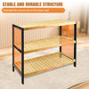 3 TIER NATURAL BAMBOO SHOE RACK ORGANISER STAND STORAGE SHELF UNIT