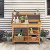 Wood Potting Bench Table Outdoor Removable Drawer Garden Planting Work Station