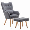 Occasional Scalloped Button High Back Fabric Armchair Sofa Chair Footrest Stool
