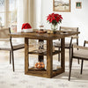Square Dining Table for 4, 31.5-Inch Farmhouse Kitchen Table with Storage Shelf