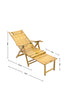 Bamboo Wood Lounger Chair 5 Position Adjustable Recliner Deck Chair Foldable
