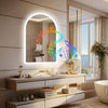 Anti Fog Arch LED Bathroom Mirror Wall Mounted Bluetooth Speaker Digital Display