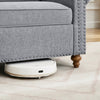 3 Seater Sofa Couch Linen Fabric Settee for Living Room & Office Studded (Grey)