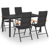 5 Piece Garden Dining Set Black and Brown vidaXL