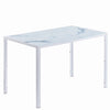Rectangular White Marble Effect Tempered Glass Dining Table Dining Room Kitchen