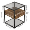 Double Layer Tempered Glasses Side End Table Square Nightstand Cabinet Office UK