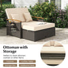 Rattan Garden Furniture Set 2 Seater Brown Patio Sun Lounger Daybed Sun Bed