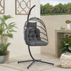 Large Garden Swing Seat Hanging Chair Basket Egg Shape Rattan with Matching Pad