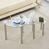 Nest of 3 Black Clear Tempered Glass Side End Lamp Sofa Tables Nested Tables