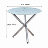2x Grey Faux Leather Dining Chairs & Round Marble Glass Dining Table Silver Legs