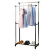 ADJUSTABLE MOBILE CLOTHES COAT GARMENT HANGING RAIL RACK STORAGE STAND ON WHEEL