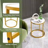 Set of 2 Marble Top Round Side Table Modern Sofa End Table Accent Bedside Table