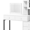 Dressing Table with Cabinet, LED Light, USB Ports, 5 Drawers, for Bedroom