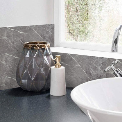 10X Grey Marble Effect PVC Wall Tile Sticker Self Adhesive Wallpaper Panels Deco