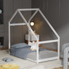 Kids Single House Bed Frame Children Toddler Pine Wooden Bed Floor Style Bedroom