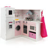 Kids Corner Kitchen Playset Pretend Wooden Play Kitchen Toy W/ Apron Chef Hat