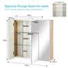 LED Bathroom Cabinet Mirror Wall Mounted 3 Doors Storage Cupboard Glass Shelf