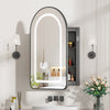 Arched LED Bathroom Mirror Cabinet with Storage Wall Mounted For Bathroom Black