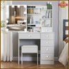 Dressing Table Vanity Makeup Desk with 6 Drawers Mirror & Stool 10 Light Bedroom