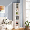 Tall Narrow Bookcase, 180 cm Modern Corner Bookcase with Storage, 6 Tier Shelves