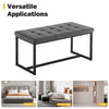 Grey Fabric Bed Bench End Stool Tufted Upholstered Accent Chair Ottoman Seat