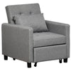 Single Chair Bed with Adjustable Backrest and Wheels for Living Room Grey