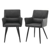 2Pcs Faux Leather Dining Chairs Kitchen Dining Room Chairs Metal Legs Grey