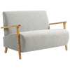 Small 2 Seater Sofa, Upholstered Loveseat Couch with Wood Frame, Grey