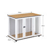 Wooden Puppy Cage Furniture Style Dog Crate End Table Pet Kennel House w/ Doors