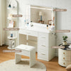 White Dressing Table With LED Lights Mirror Vanity Table Makeup Desk 4 Drawers