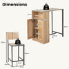 3-Piece Bar Table and Chairs Set Counter Height Kitchen Table