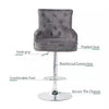 360° Swivel Grey Velvet Bar Stool Gas Lift w/Lion Head Door Knocker &Tufted Back