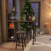 3PCS Bar Table & 2 Stool Industrial Kitchen Dining Set W/ Wine Rack Glass Holder