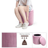 Round Velvet Ottoman Storage Vanity Seat Footrest Stool Dressing Table Chair