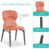 4x Orange PU Leather Padded Dining Chairs Black Metal Frame Dining Room Kitchen
