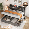 5ft King Ottoman Storage Bed Frame with Drawers, Headboard & Night Light, Grey