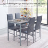 4x Grey Faux Leather Padded Seat Dining Chairs Footrest Bar Dining Room Kitchen
