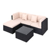 Rattan Garden Furniture Set L Shaped 4-Seater Combo Modular Sofa Patio w/ Cover
